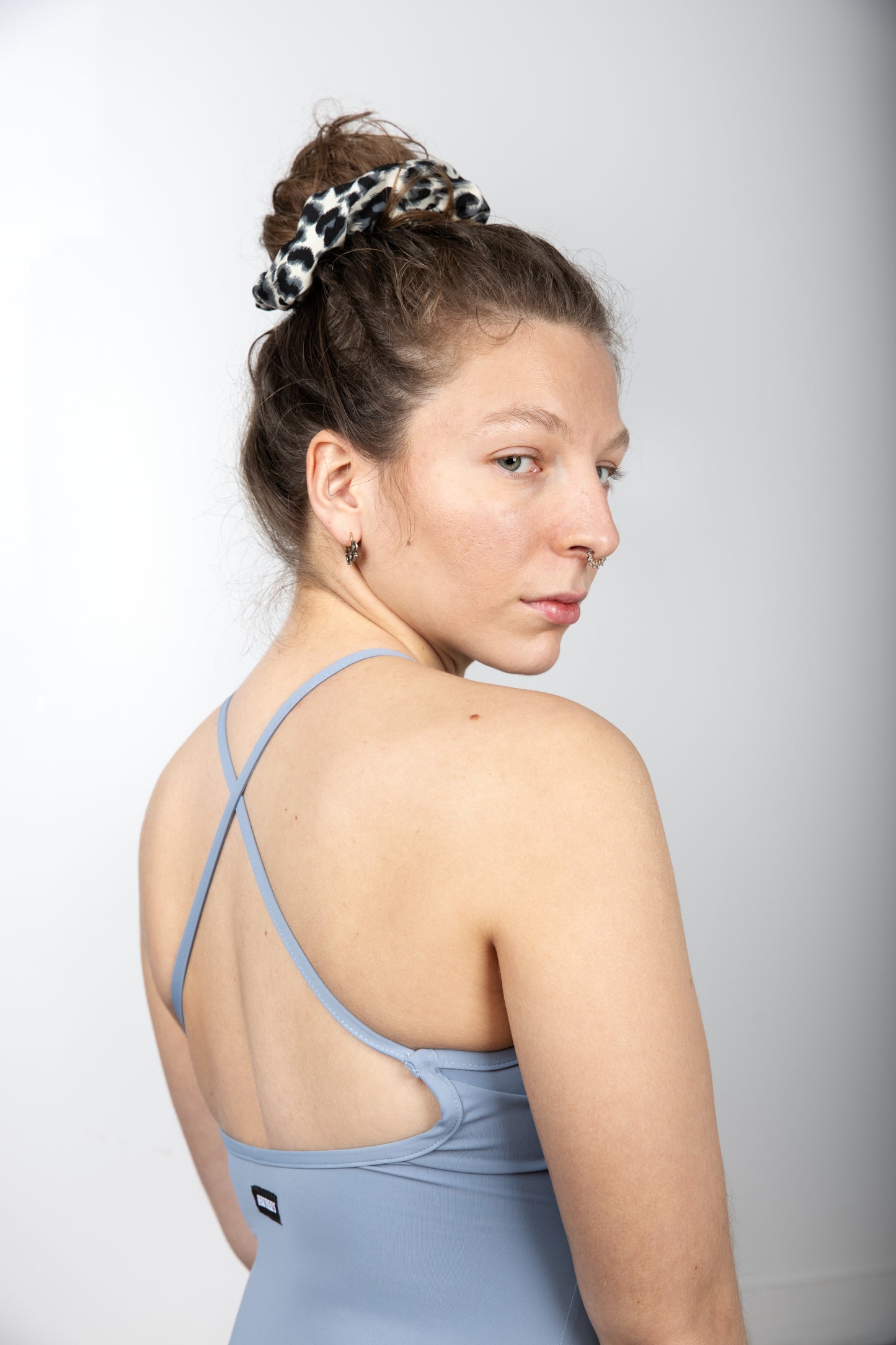 γαλάζιο κορμάκι με τιράντα χιαστί JULIET